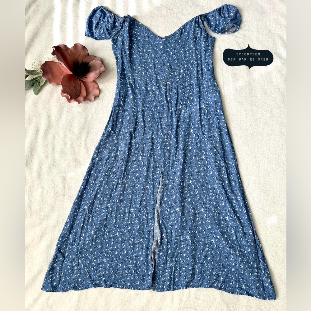 Reformation Baxley Blue Eve Floral  Midi Dress Size 12